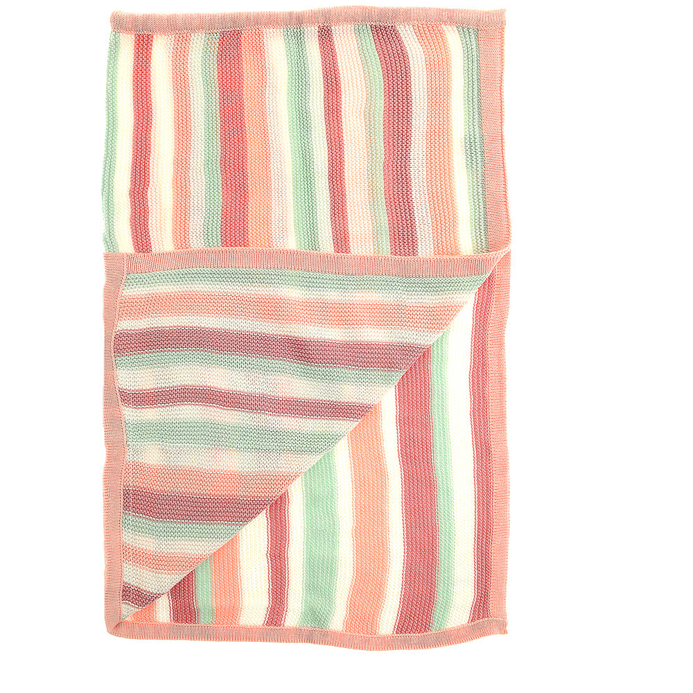 Ziggle Baby Girls Pink, White and Green Stripes Blanket
