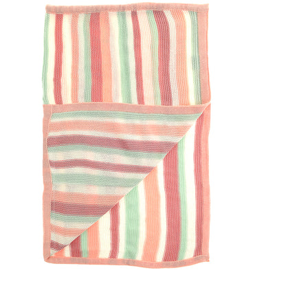 Ziggle Baby Girls Pink, White and Green Stripes Blanket
