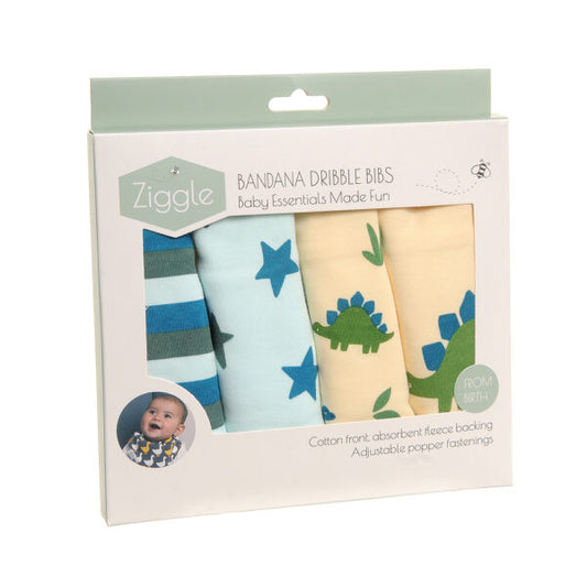 Ziggle Baby Boys Dino and Stars Bib Set