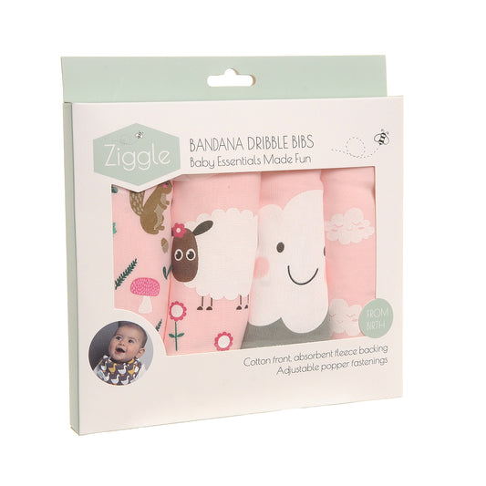 Ziggle Baby Girls Cuddly Pink Bibs Set