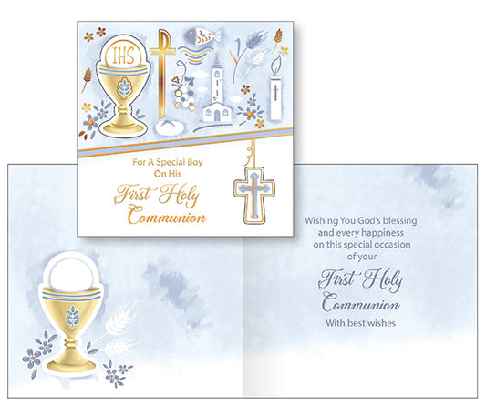 3D Special Boy First Holy Communion Card