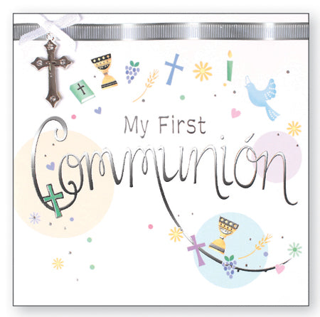 My First Communion Card With Silver Cross