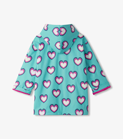 Hatley Girls Hearts Colour Changing Zip Up Rain Coat