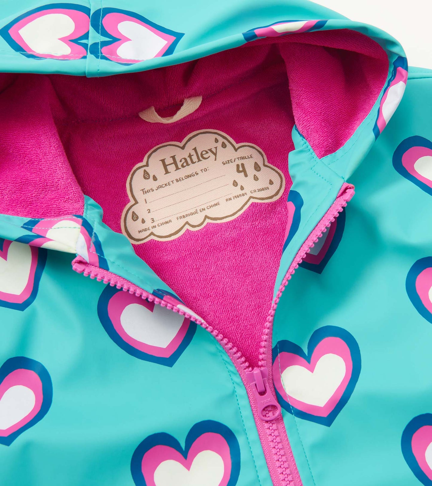 Hatley Girls Hearts Colour Changing Zip Up Rain Coat