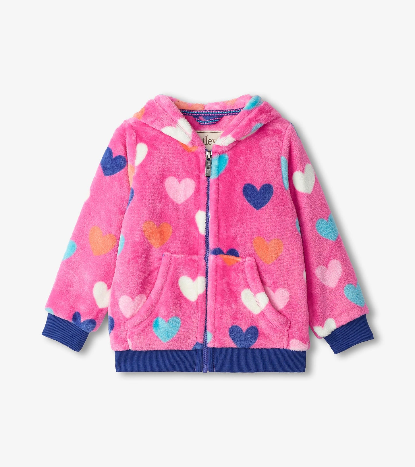 Hatley Girls Hearts Fuzzy Fleece Zip Up Hoodie