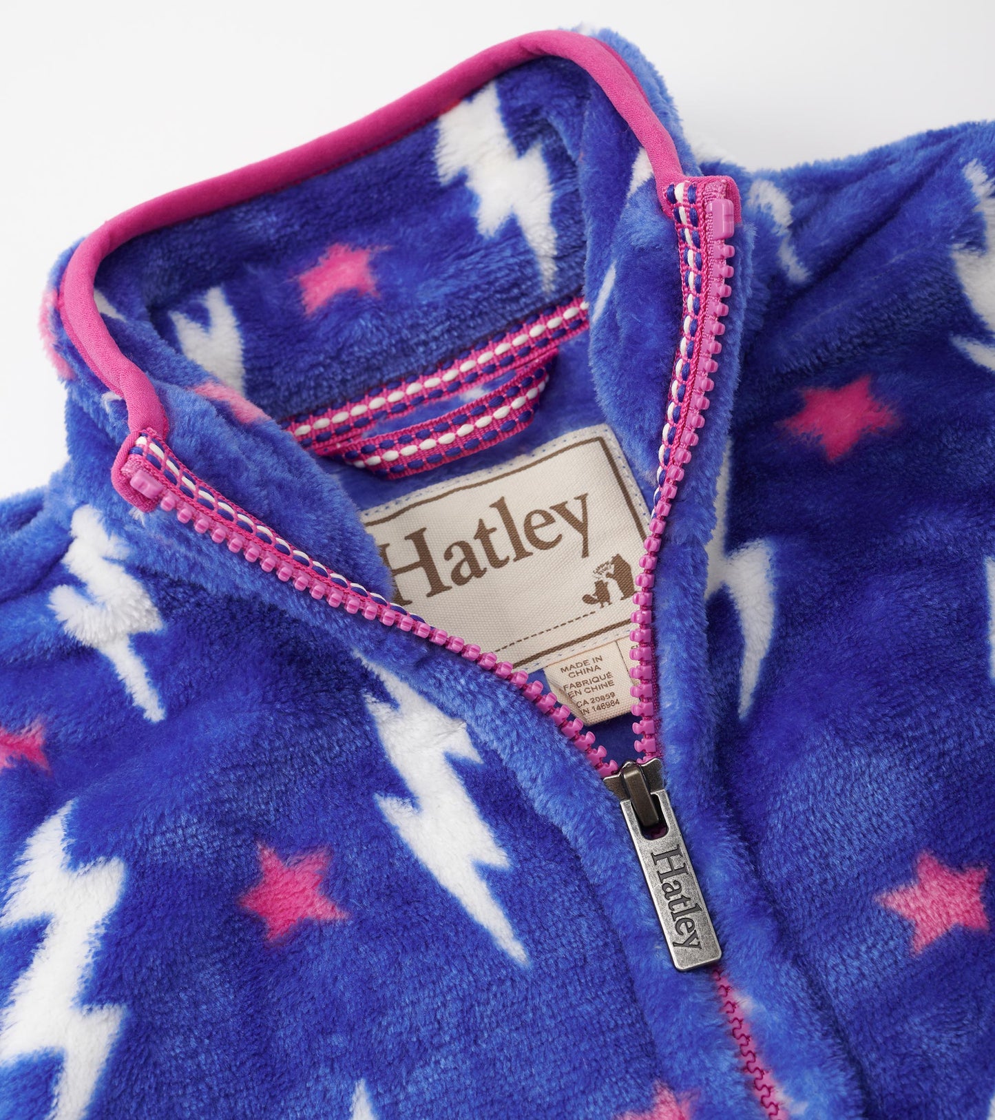 Hatley Girls Lightening Bolt Fuzzy Zip Up Fleece