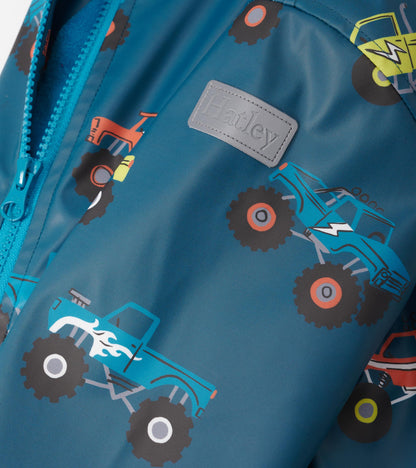 Hatley Boys Blue Monster Truck Raincoat