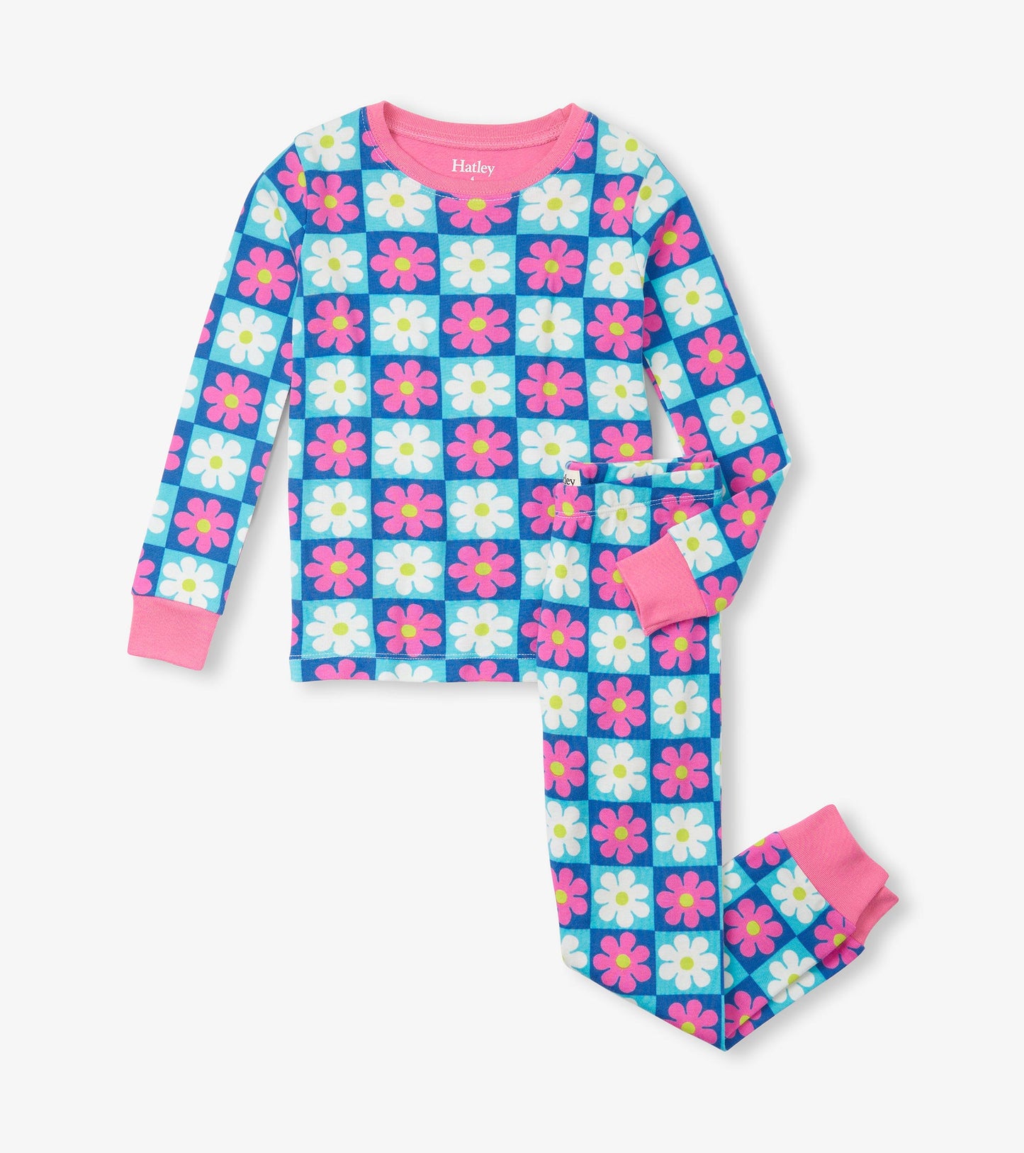 Hatley Girls Checked Daisy Cotton Pyjama Set