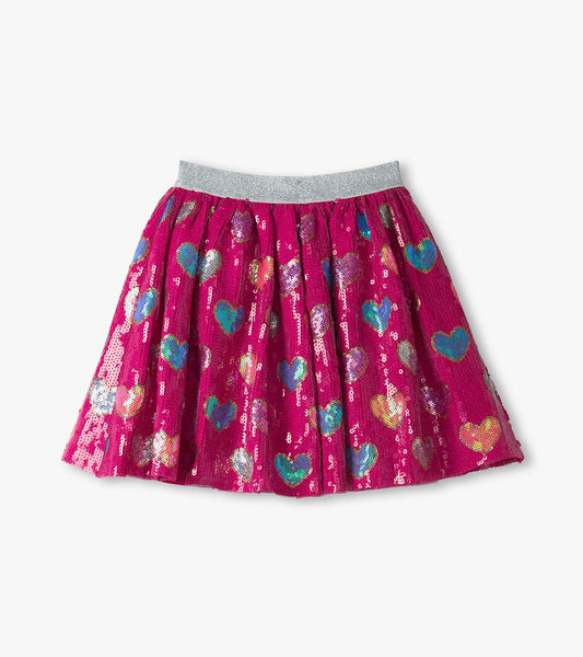 Hatley Girls Pink Busted Hearts Sequins Skirt