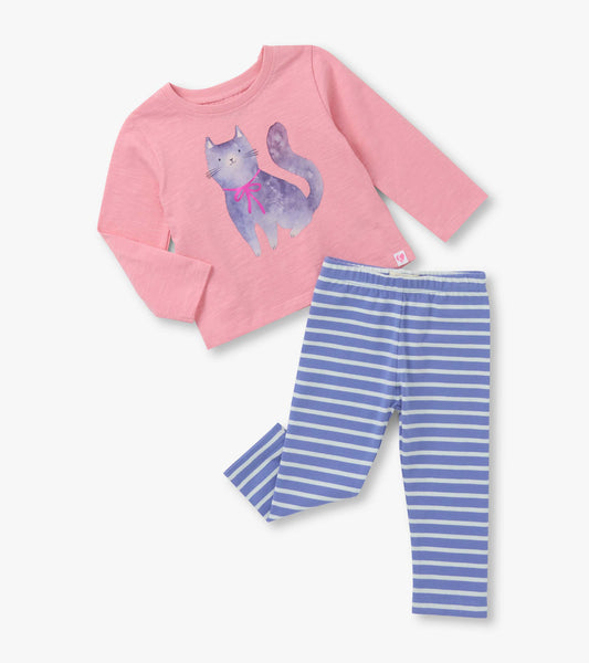 Hatley Baby Girls Kitty Graphic Tee and Leggings Set