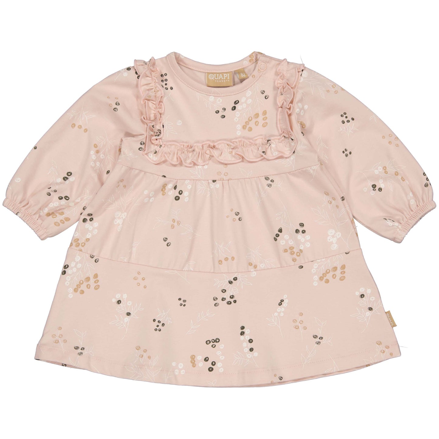 Quapi Baby Girls Aop Pink Leaves Dress