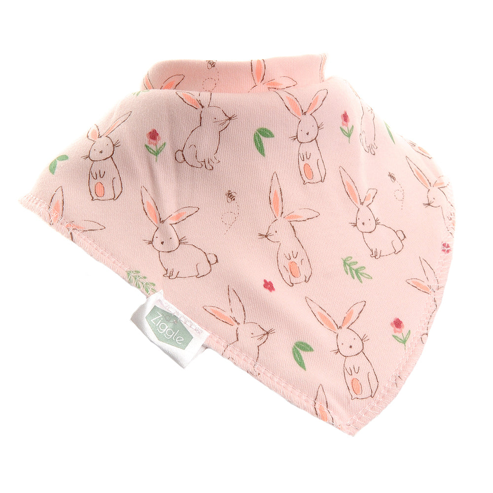 Ziggle Baby Girls Pink With Bunnies Bib