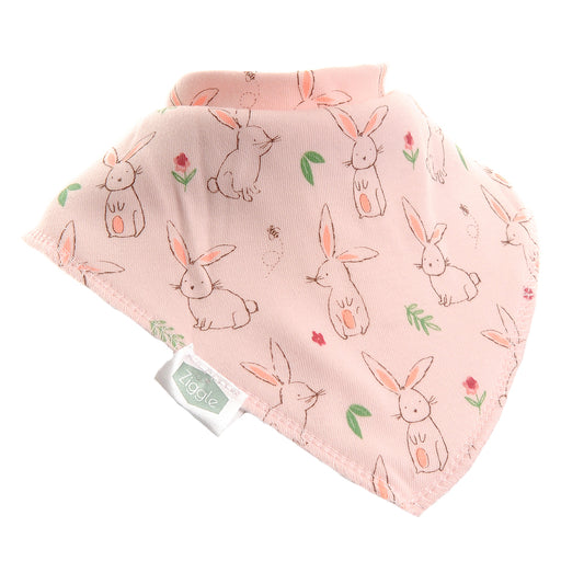 Ziggle Baby Girls Pink With Bunnies Bib