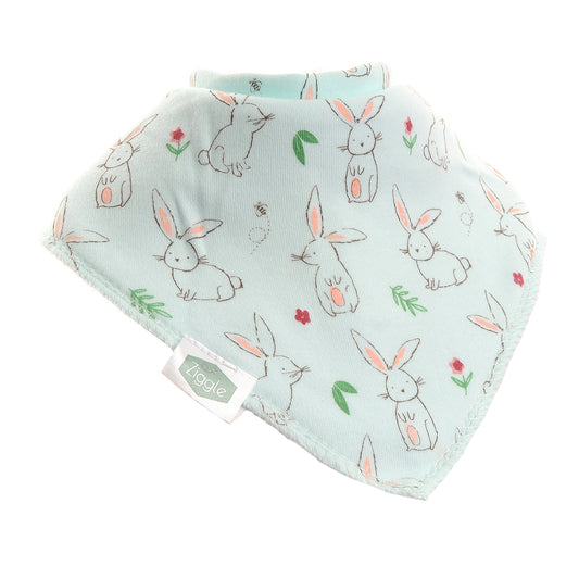 Ziggle Baby Girls Mint With Bunnies Bib