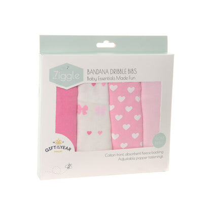 Ziggle Baby Girls Hearts and Bows Bib Set