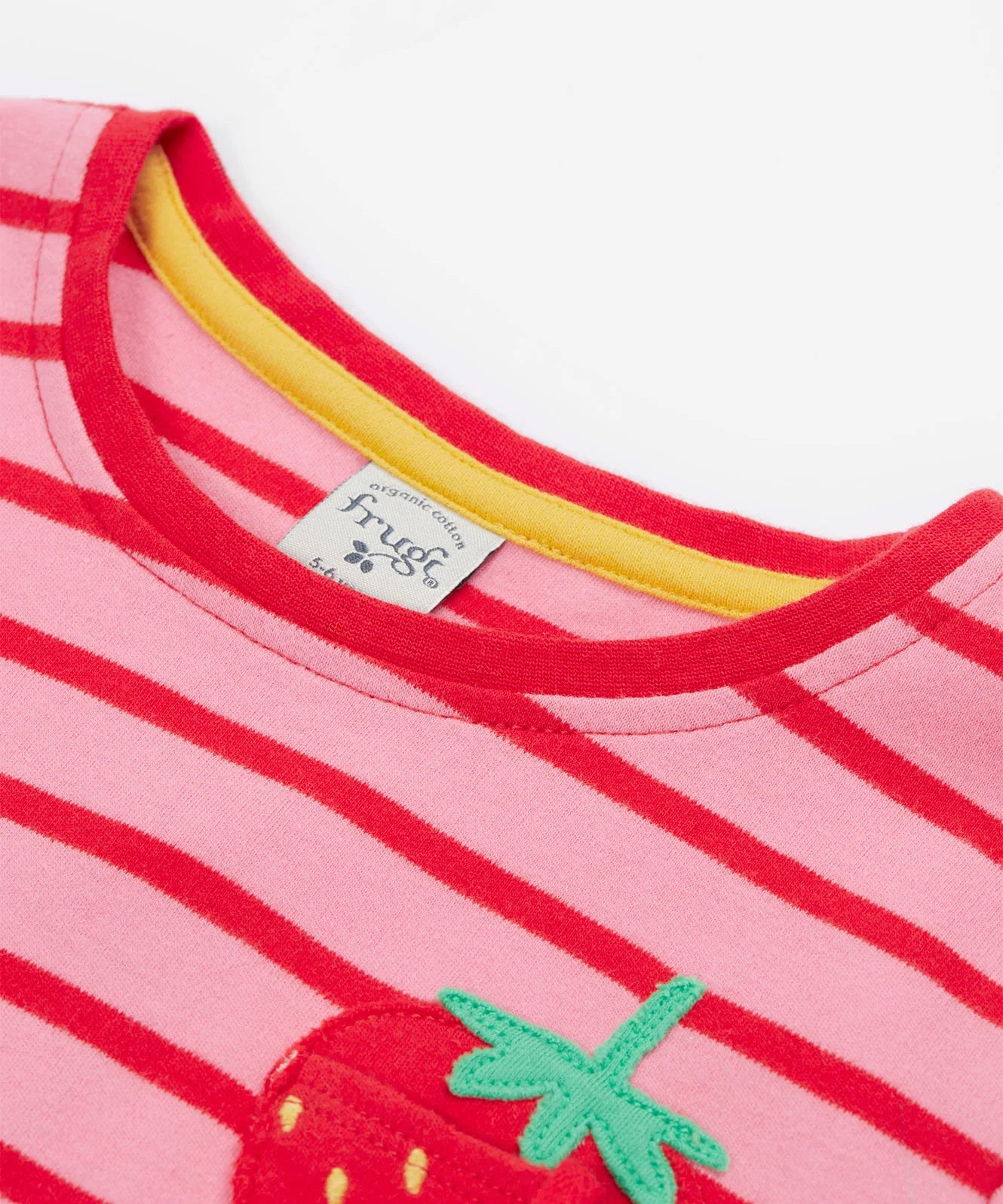 Frugi Girls Striped Strawberry Camille Applique T-Shirt