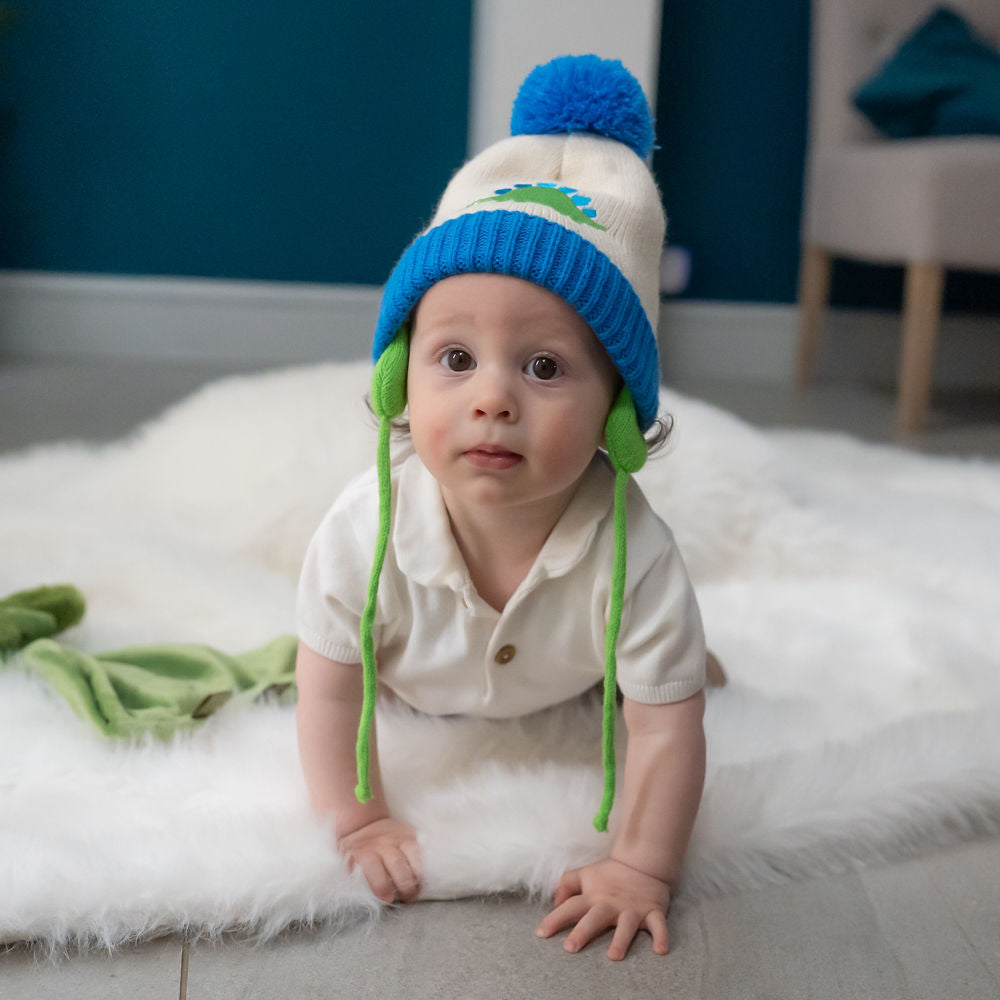 Ziggle Baby Boys Dino Wooly Hat and Mittens