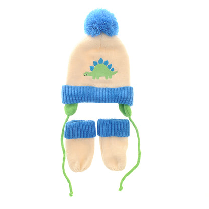 Ziggle Baby Boys Dino Wooly Hat and Mittens