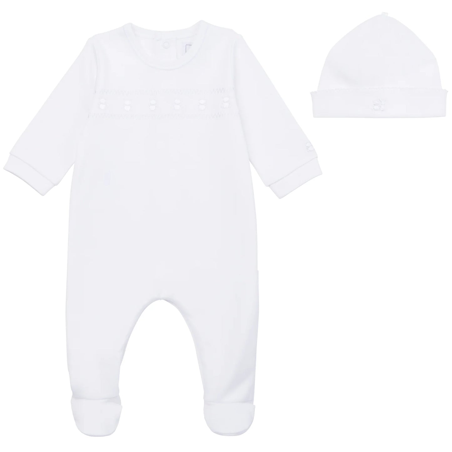 Emile et Rose Heath White Unisex Babygrow and Hat