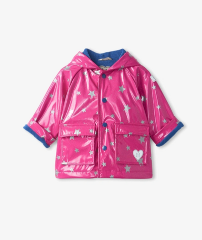 Hatley baby Girls Pink Glitter Stars Raincoat