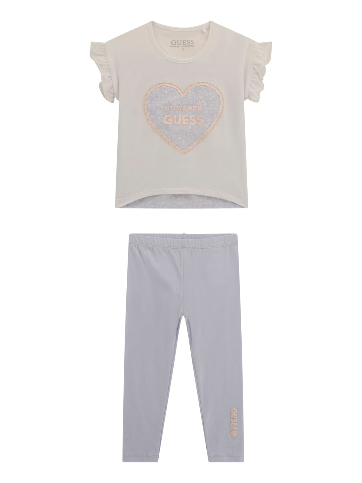 Guess Girls Pure White Short Sleeve T-Shirt and Leggings Set