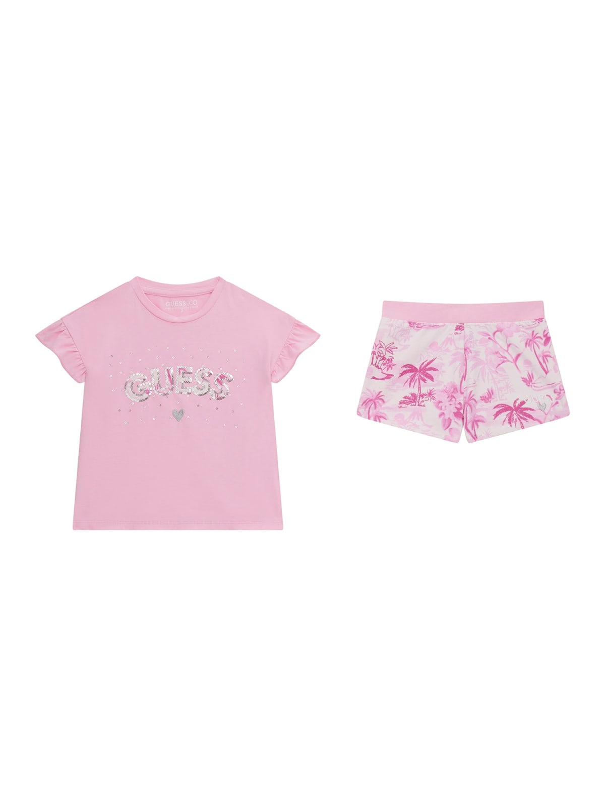 Guess Girls Summer Pink Short Sleeve T-Shirt and Shorts Set