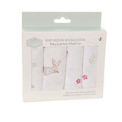 Ziggle Baby Girls Bunnies Washcloths Set
