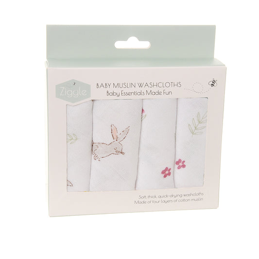 Ziggle Baby Girls Bunnies Washcloths Set