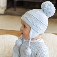 Emile et Rose Griffin Blue Knit Bobble Hat with Ear Flaps