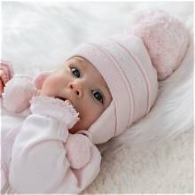 Emile et Rose Griffin Pink Knit Bobble Hat with Ear Flaps