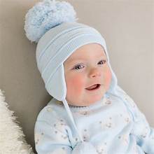 Emile et Rose Griffin Blue Knit Bobble Hat with Ear Flaps