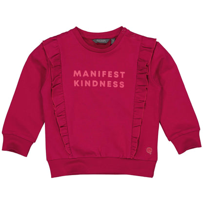 Quapi Girls Pink Red Ruffle Sweater And Trouser Set