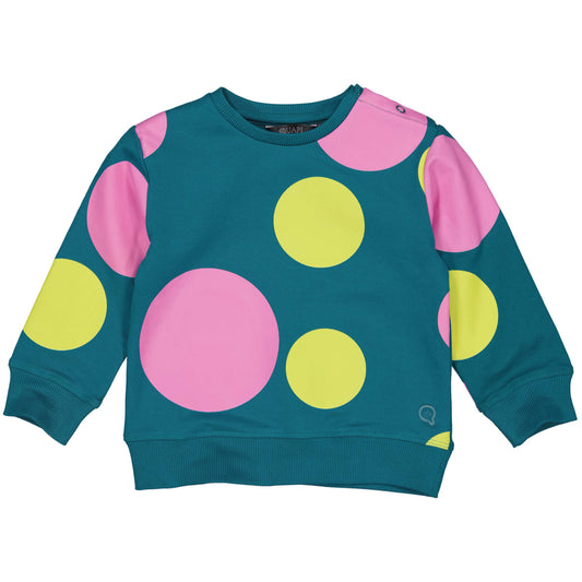 Quapi Girls Blue Multi Dot Sweater and skirt set