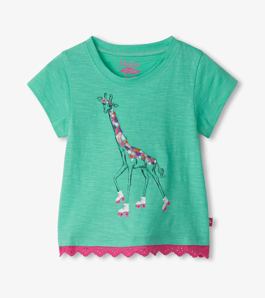 Hatley Baby Girls Giraffe Eyelet Trim Tee