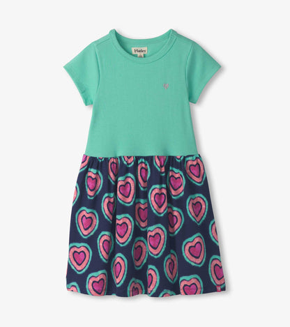 Hatley Glowing Hearts Mixed Fabric Dress