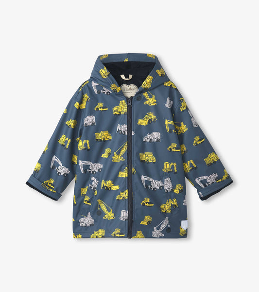 Hatley Boys Under Construction Colour Changing Zip Up Rain Jacket