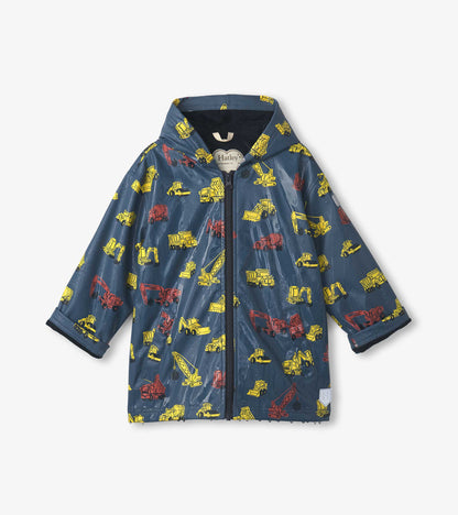 Hatley Boys Under Construction Colour Changing Zip Up Rain Jacket