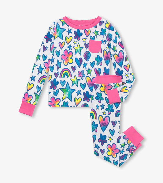 Hatley Girls Watercolour Doodles Bamboo Pyjama Set