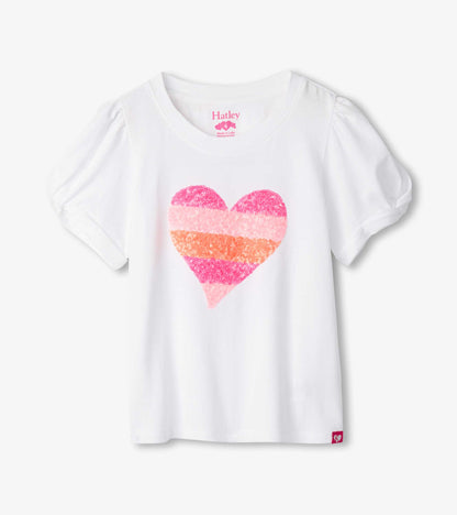 Hatley Girls Double Hearts Twisted Sleeve Tee