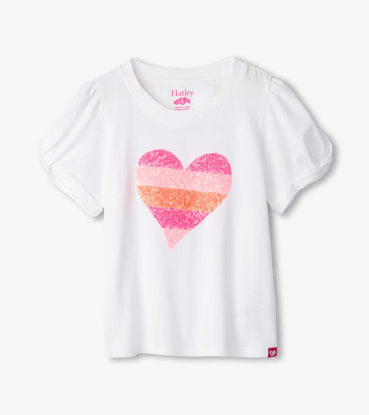 Hatley Girls Double Hearts Twisted Sleeve Tee