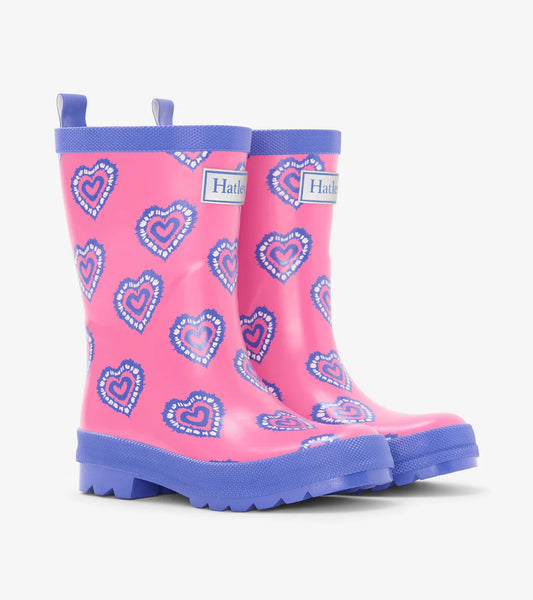 Hatley Girls Heart Burst Shiny Wellies