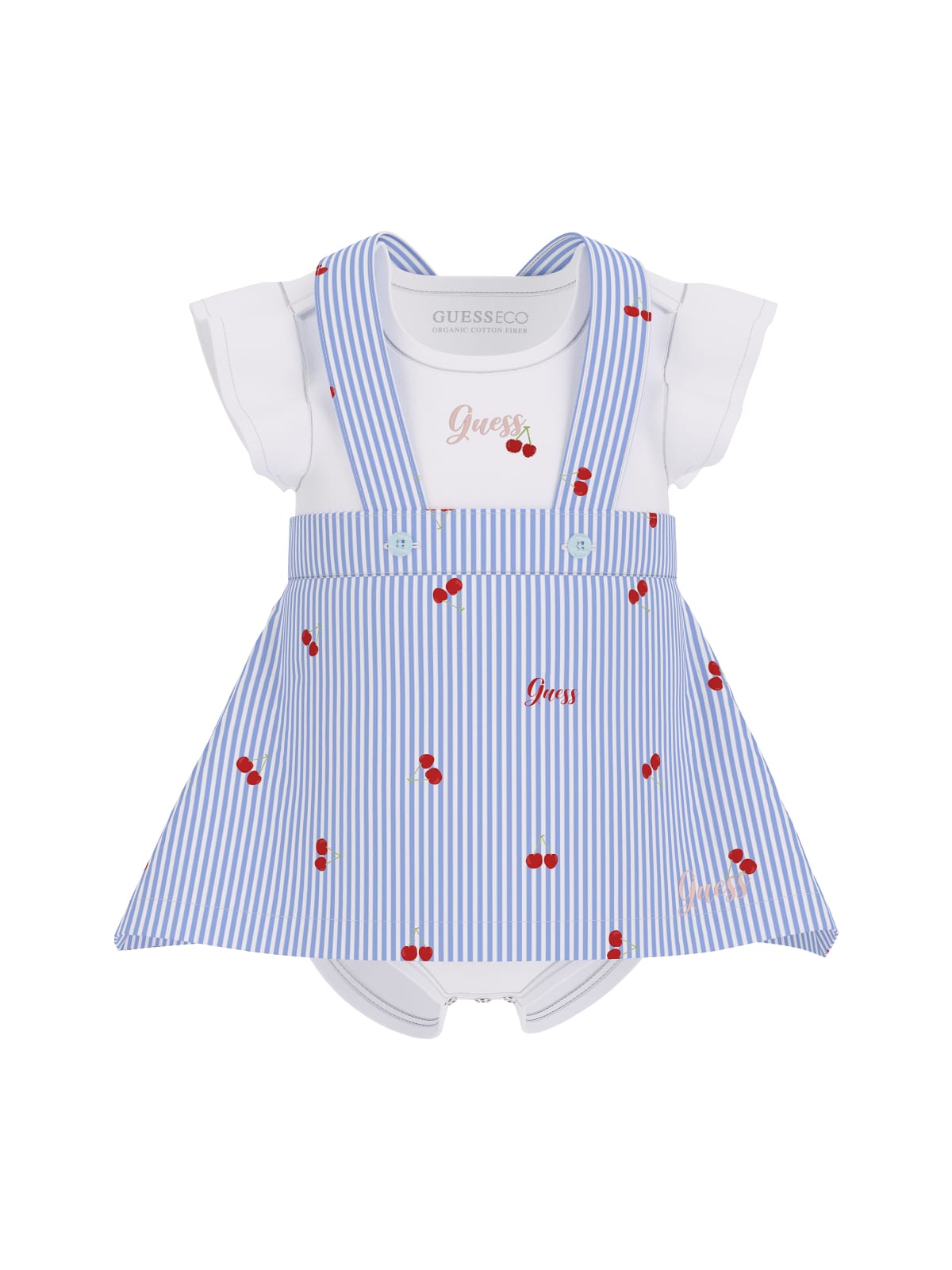 Guess Baby Girls Short Sleeve Body and Striped Dress Set