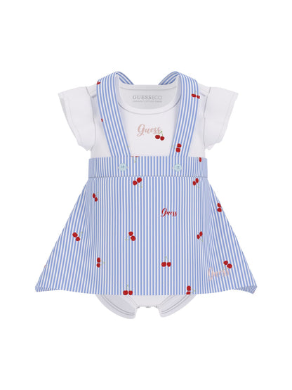 Guess Baby Girls Short Sleeve Body and Striped Dress Set