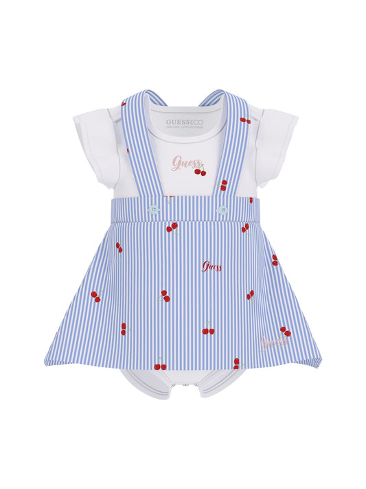 Guess Baby Girls Short Sleeve Body and Striped Dress Set