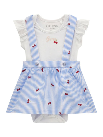 Guess Baby Girls Short Sleeve Body and Striped Dress Set