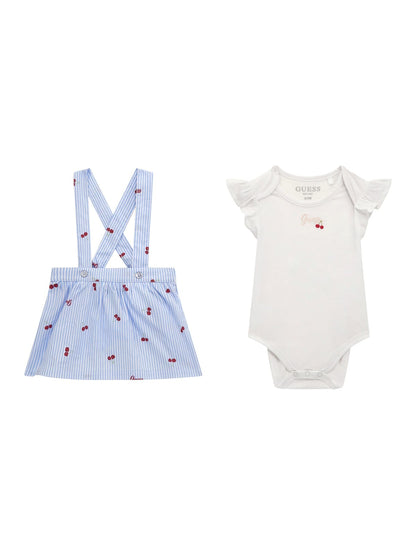 Guess Baby Girls Short Sleeve Body and Striped Dress Set