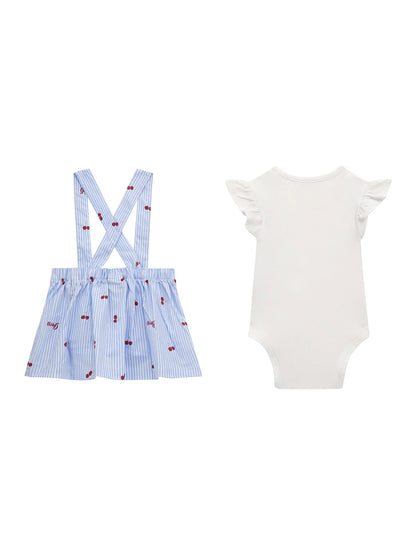 Guess Baby Girls Short Sleeve Body and Striped Dress Set