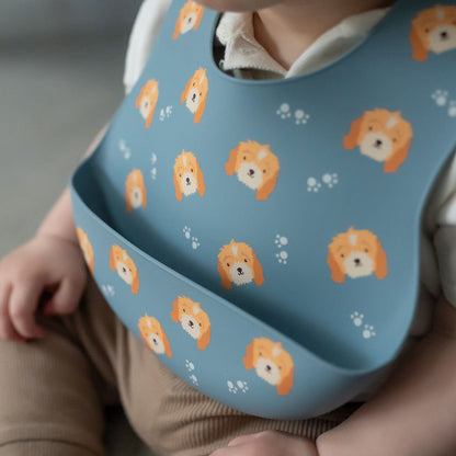 Ziggle Baby Boys Cockapoo Catch It Silicone Bib