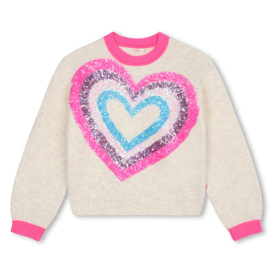 Billieblush Heart Detail Ivory Winter Jumper