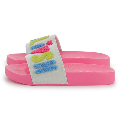 Billieblush Logo Pink Aqua Slides